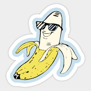 funny banana wearing sun glasses Sticker